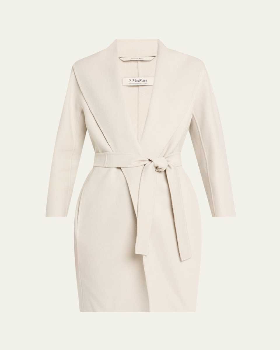 Messi Tie-Waist Wool Wrap Coat